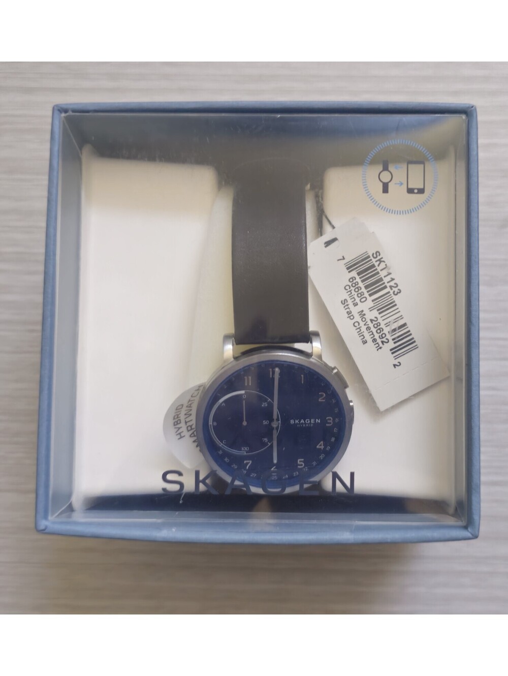 Skagen Hybrid 42mm Smartwatch SKT1123 Men's Quartz Watch Blue Dial Black Band
